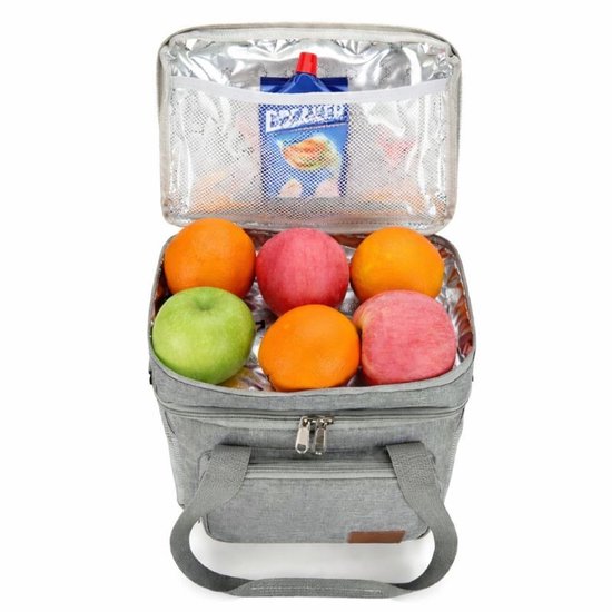 Ceruzo Koeltas 14L – Geïsoleerde Lunchtas – Dubbel Compartiment – Grijs-23 x 20 x 30 cm — afbeelding 3