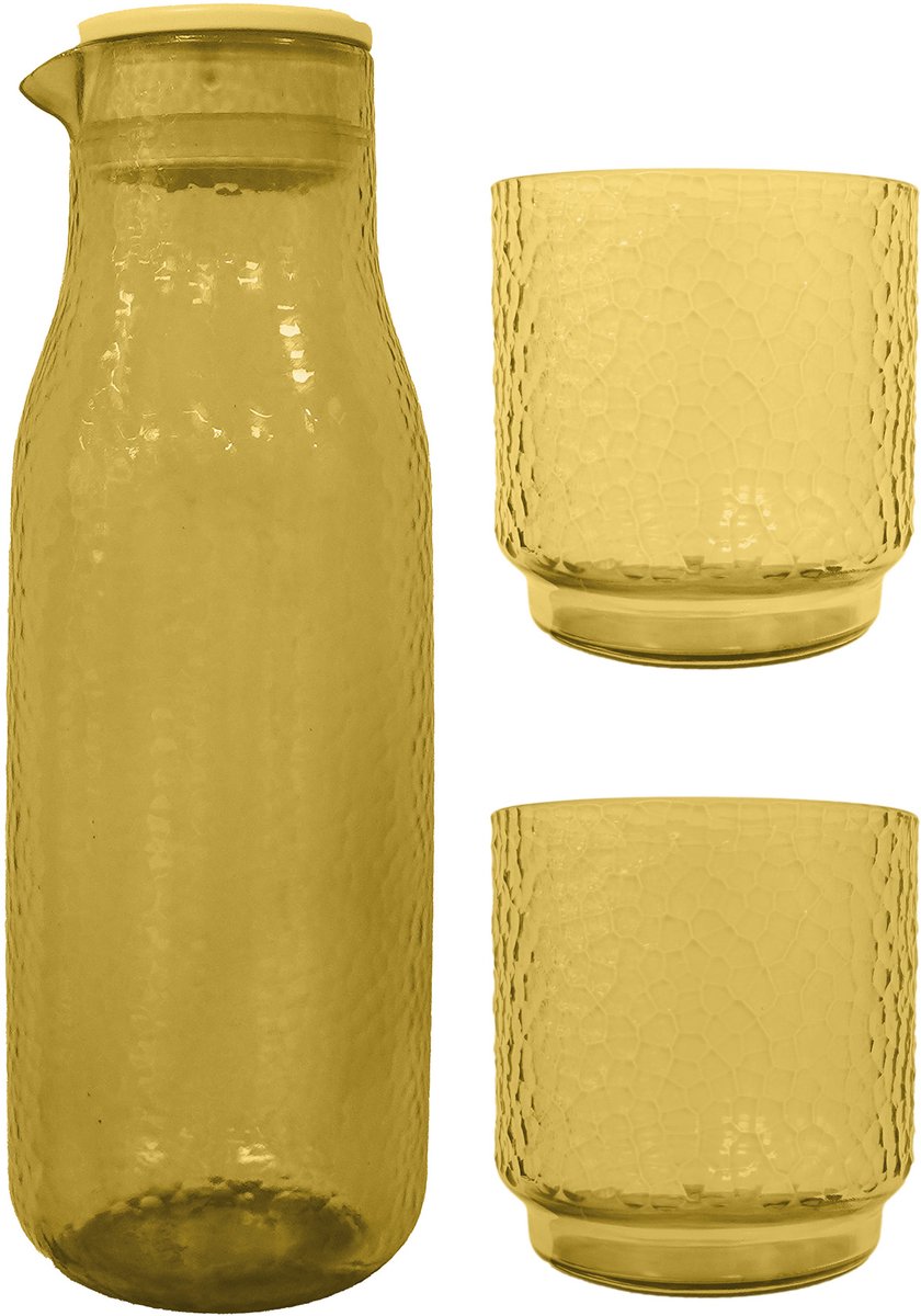 Point-Virgule - Karaf - Incl. 2 glazen - rPET - Transparant Mimosa Yellow