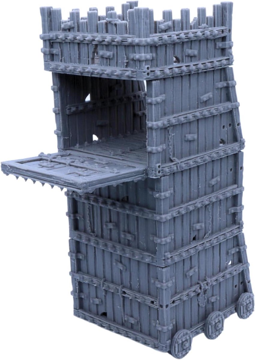 Beleg Toren - Strijd Toren - Wargaming Scènes Creëren - 3D Geprint Terrein - 1:24 Schaal - Grijs