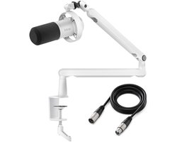 FIFINE T688W XLR - USB / XLR - Dynamische Microfoon - Met Boom Arm - Streaming - Podcasting - Gaming - Geschikt voor PS4 / PS5 / PC - Wit