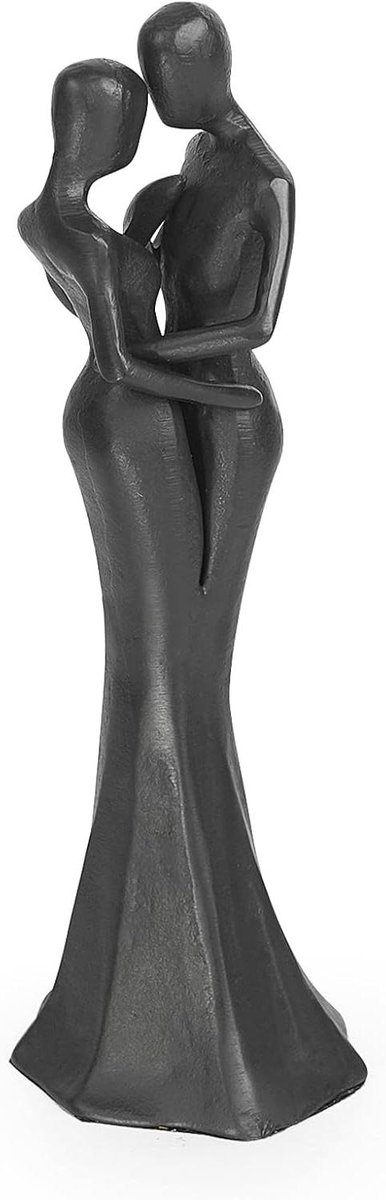 Intiem paar sculptuur - Liefdesbeeld gietijzer - Romantische decoratie - Handgemaakt gietijzer - 7.5 x 7.5 x 20.5cm - Zwart