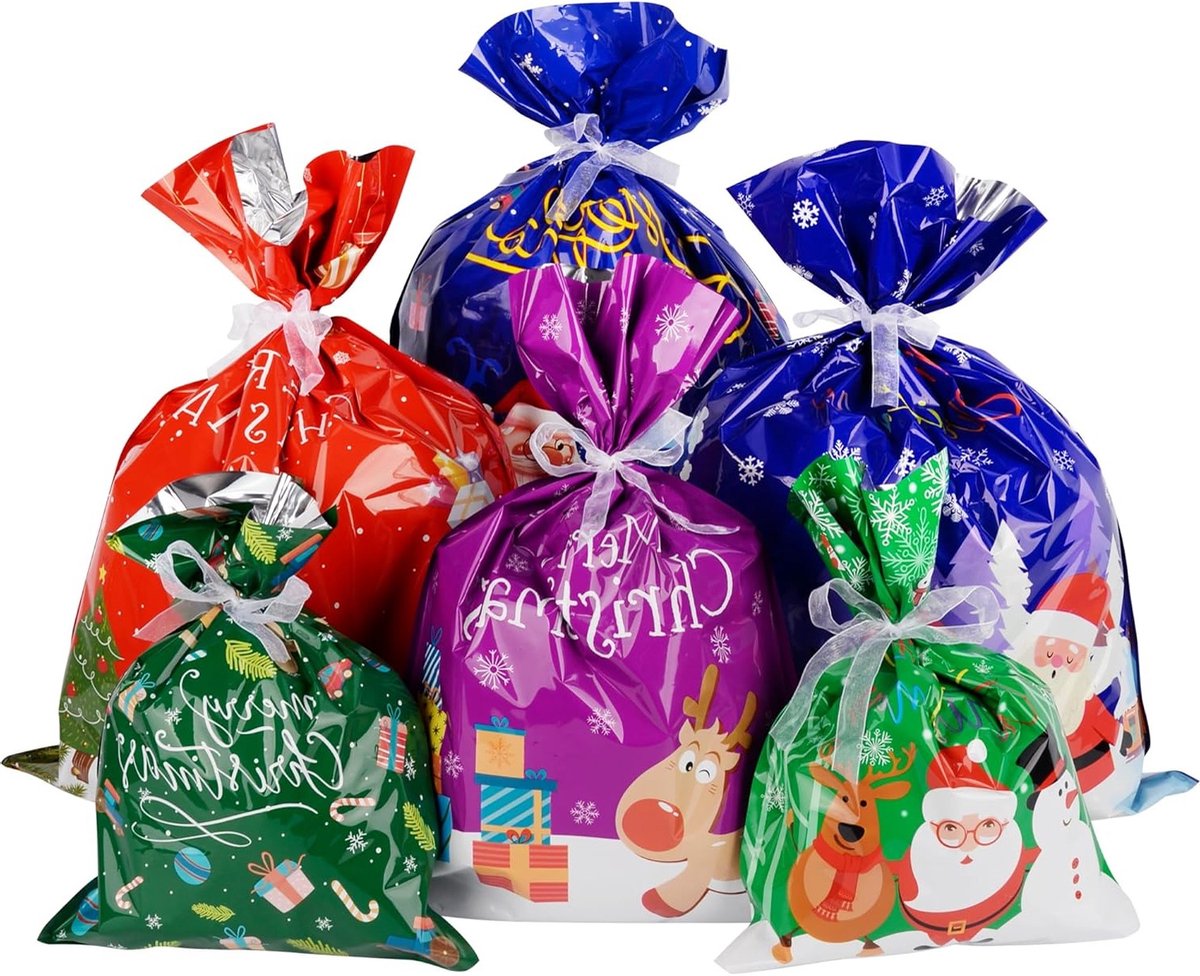 Grote set van 24 kerstcadeauzakken, ideaal voor feestelijke geschenken en decoratie
