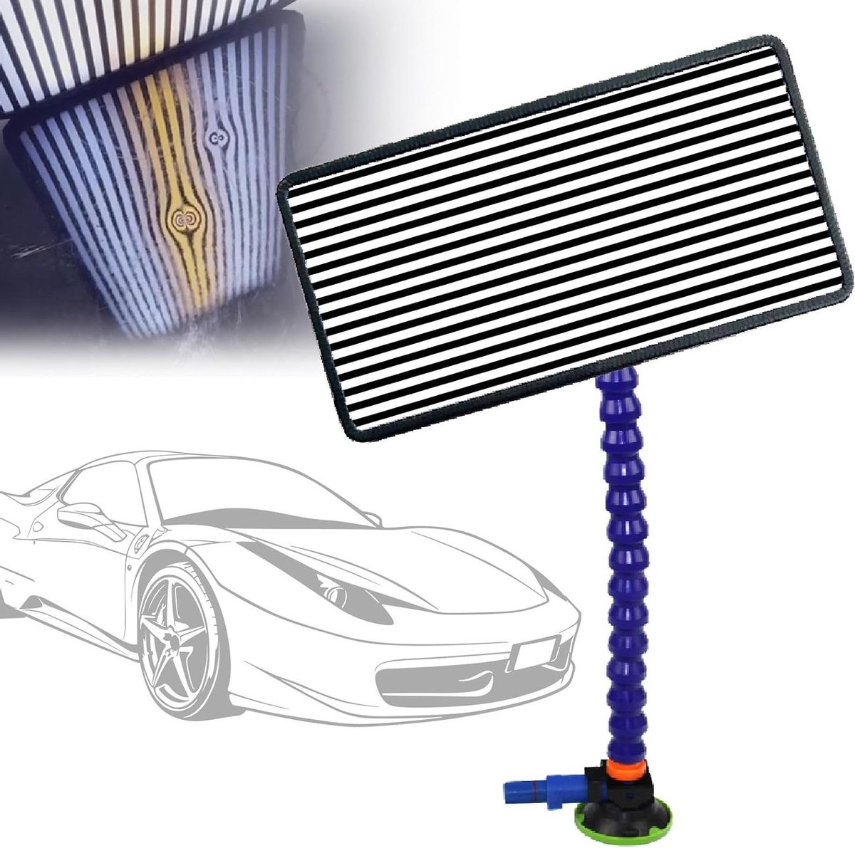 LED Deuklamp Auto - Inspectielamp Deukherkenning - Deuken Repareren - 3 Onafhankelijke Lichtbronnen - 378 x 198 cm - Wit/Geel