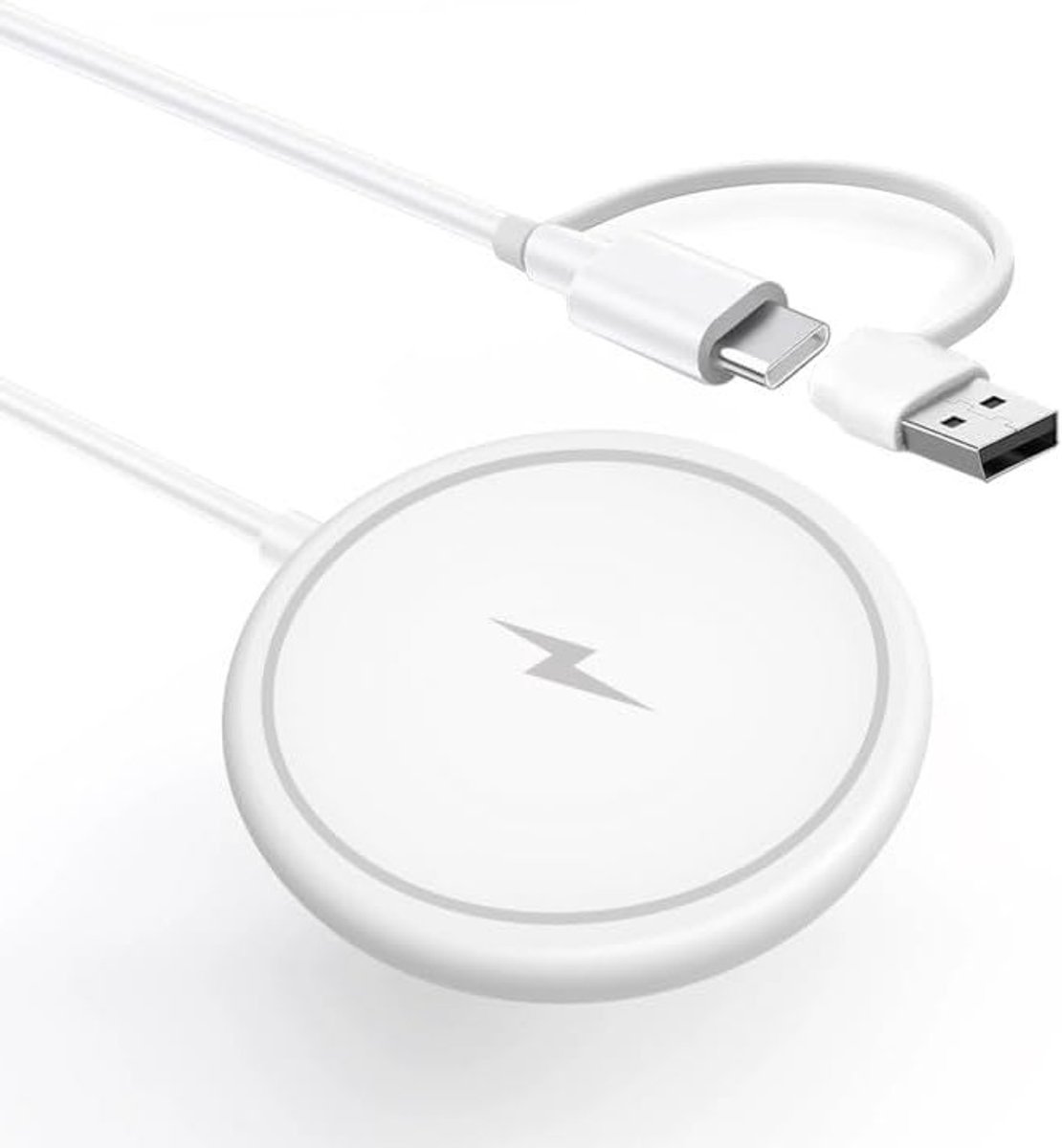 Draadloze Oplader 15W - Inductief Oplaadstation voor iPhone 16 15 14 13 12 - Snelladen met Type-C en USB-A Ingang, Geschikt voor Smartphone en Accessoires