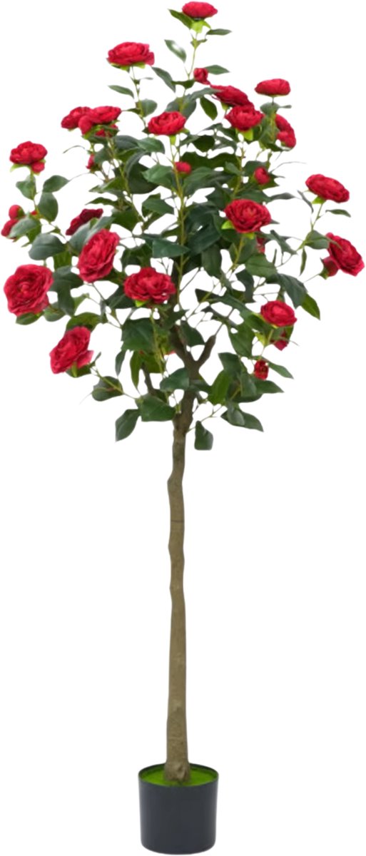 Happiq Kunstmatige Camellia Boom 150 cm - Kunstplant - Realistische Bloemenplant in Pot Groen
