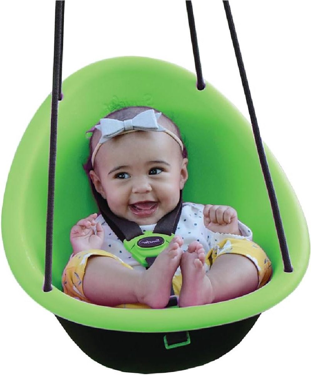 Peuterschommel - Babyschommel Buiten - Baby Vermaak - Verstelbaar Veiligheidsharnas - Vanaf 9 maanden - Groen