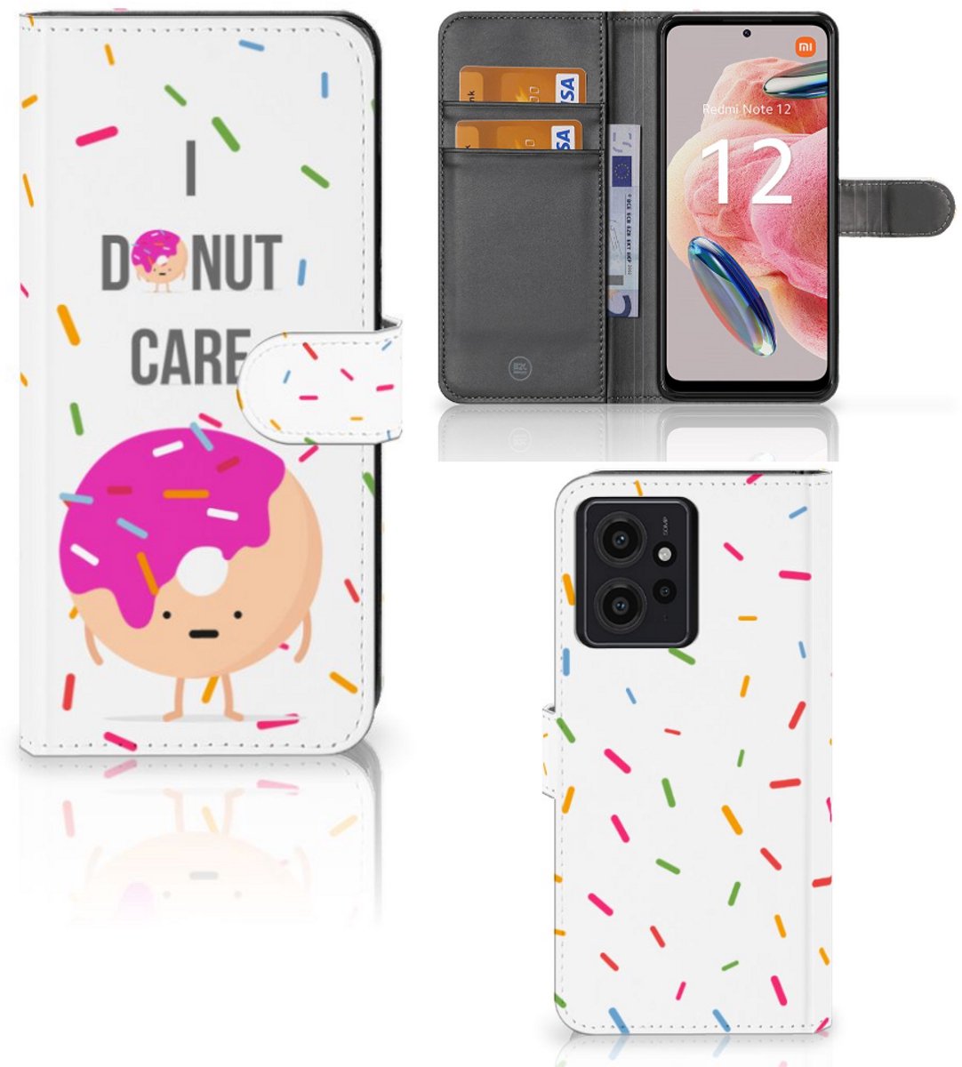 Book Case voor Xiaomi Redmi Note 12 4G Book Cover Donut Roze