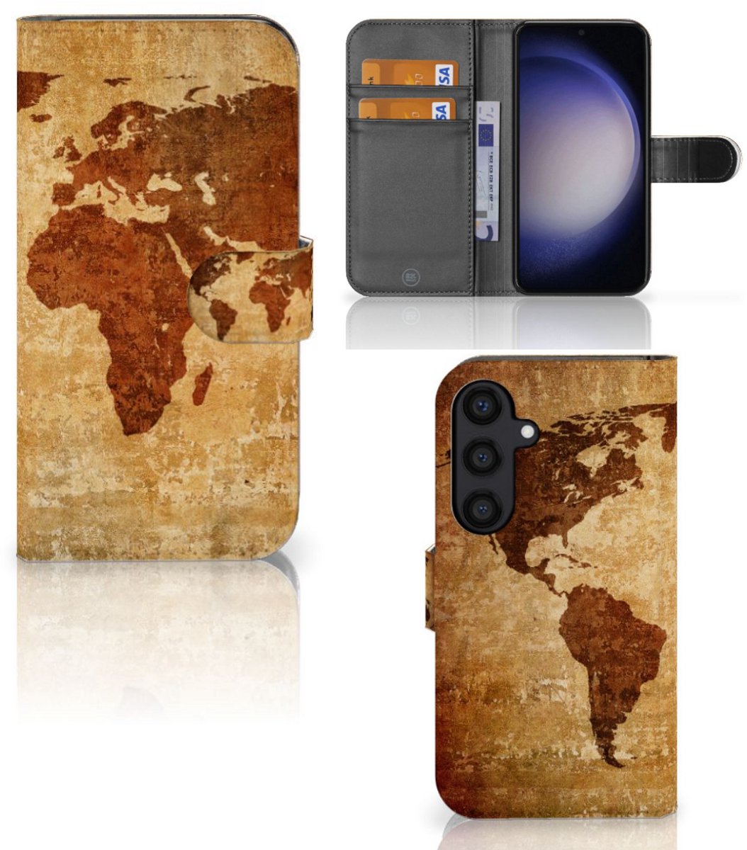 Samsung Galaxy S24 Flip Cover Wereldkaart