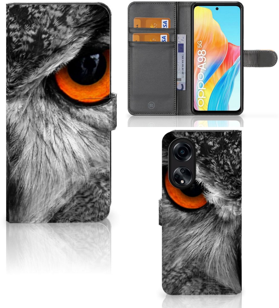 OPPO A98 5G Telefoonhoesje met Pasjes Uil