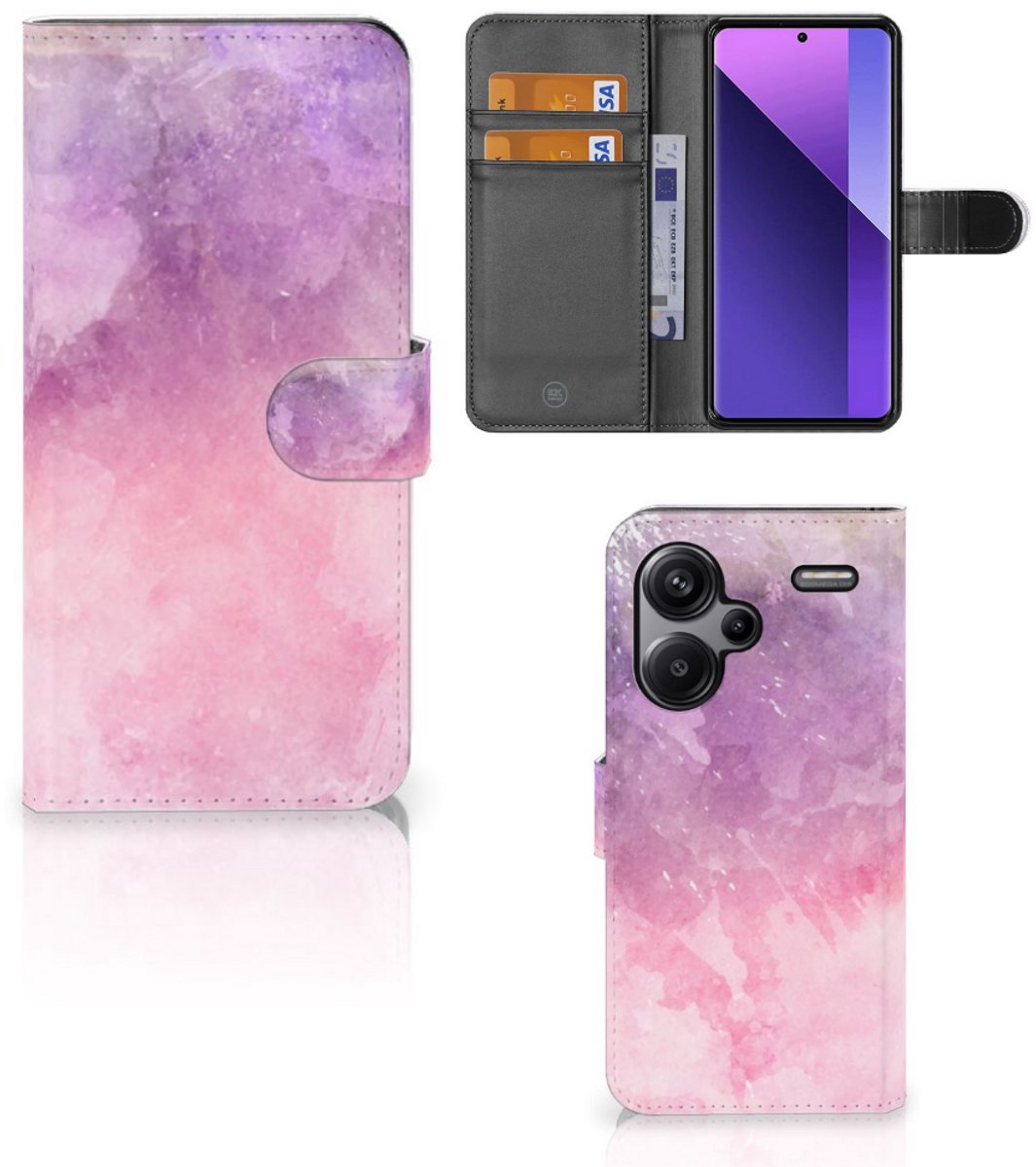 Book Case voor Hoesje Xiaomi Redmi Note 13 Pro Plus Pink Purple Paint