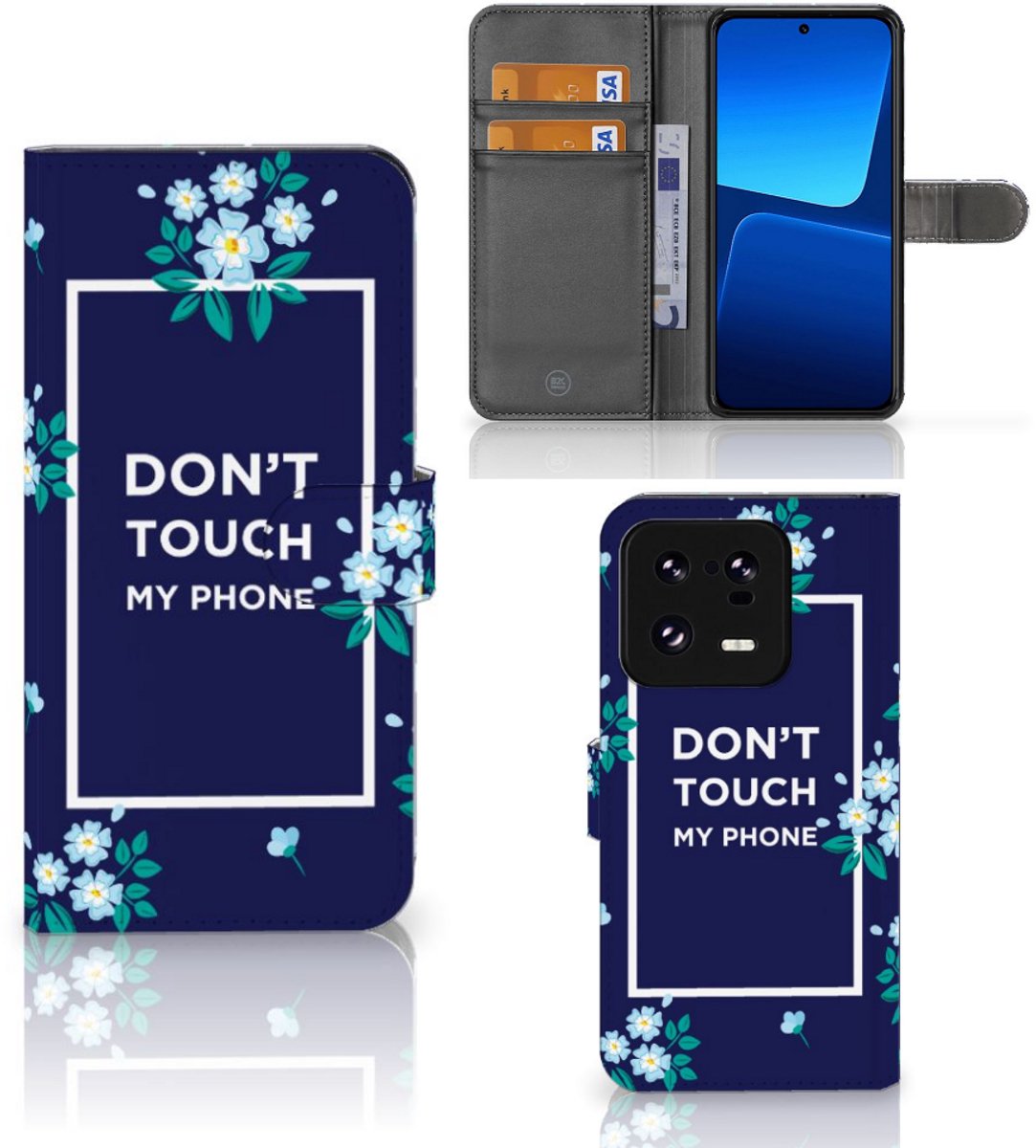 Xiaomi 13 Pro Portemonnee Hoesje Flowers Blue DTMP