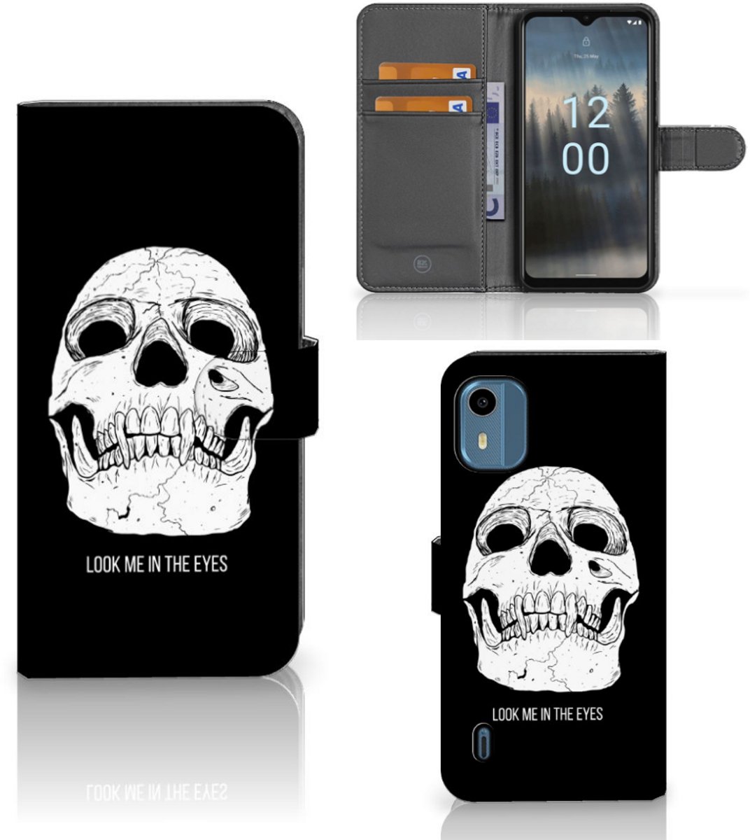 Telefoonhoesje met Naam Nokia C12 Skull Eyes