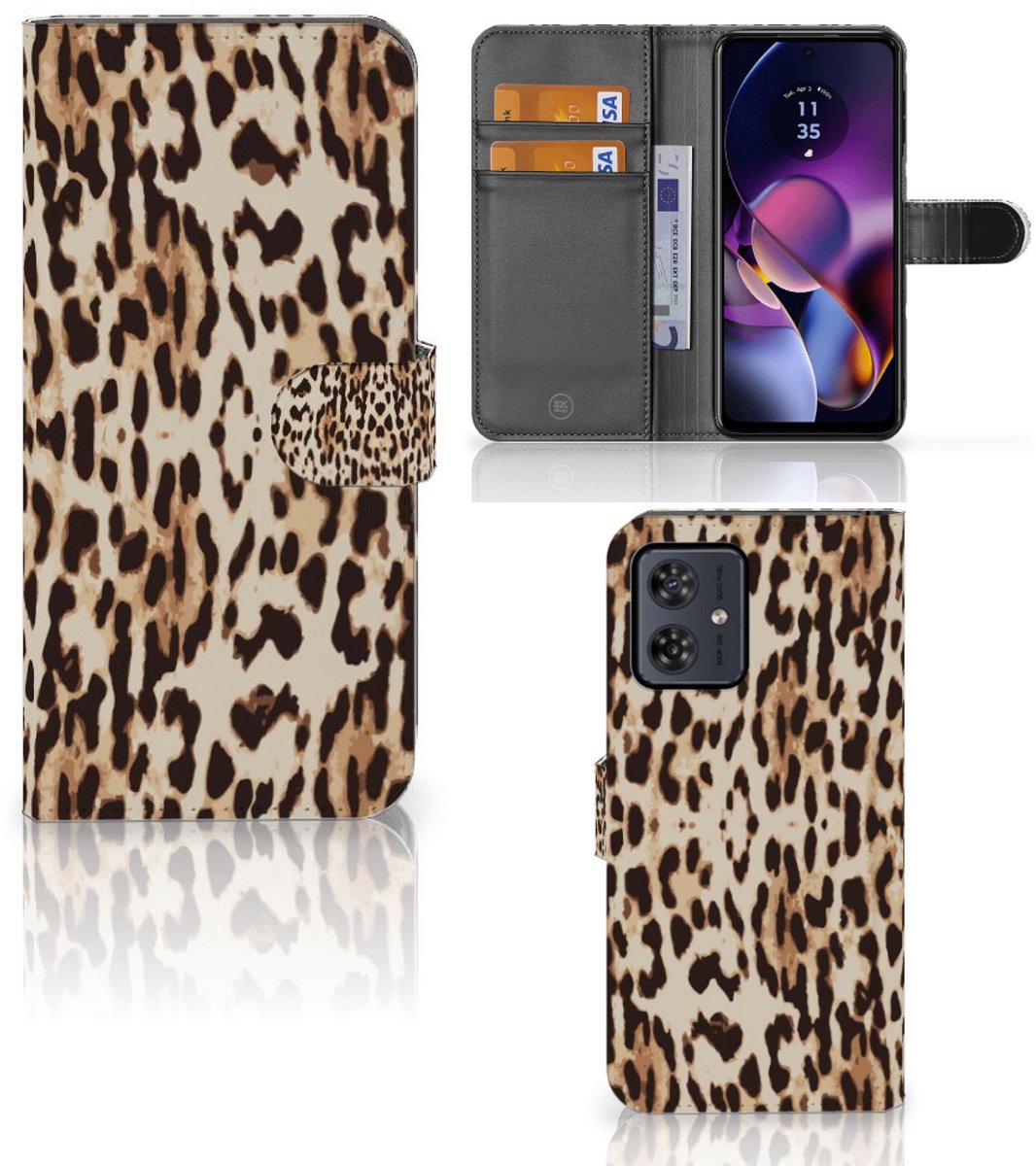 Motorola Moto G54 Telefoonhoesje met Pasjes Leopard