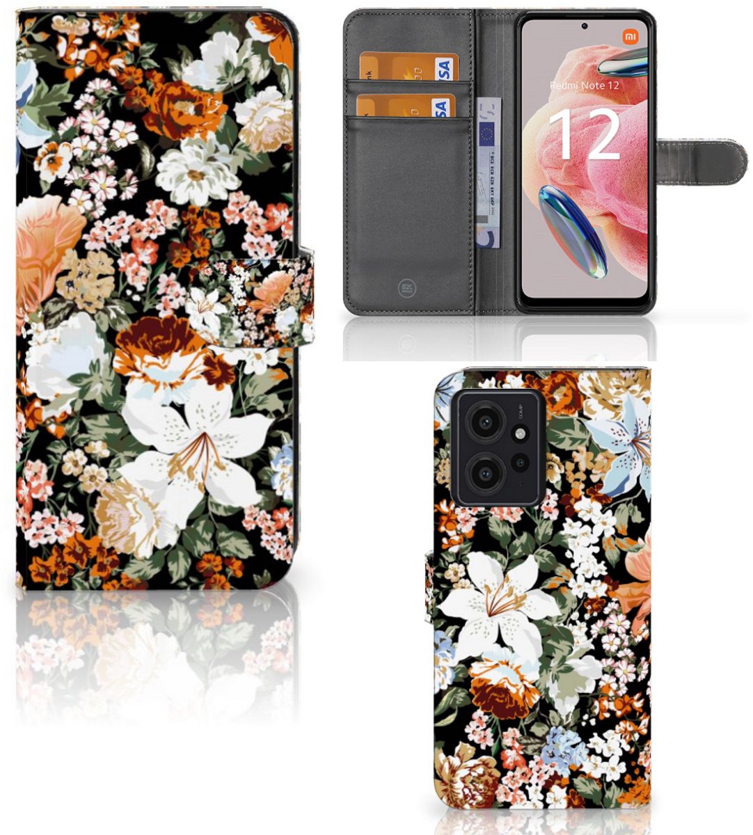 Hoesje voor Xiaomi Redmi Note 12 4G Dark Flowers