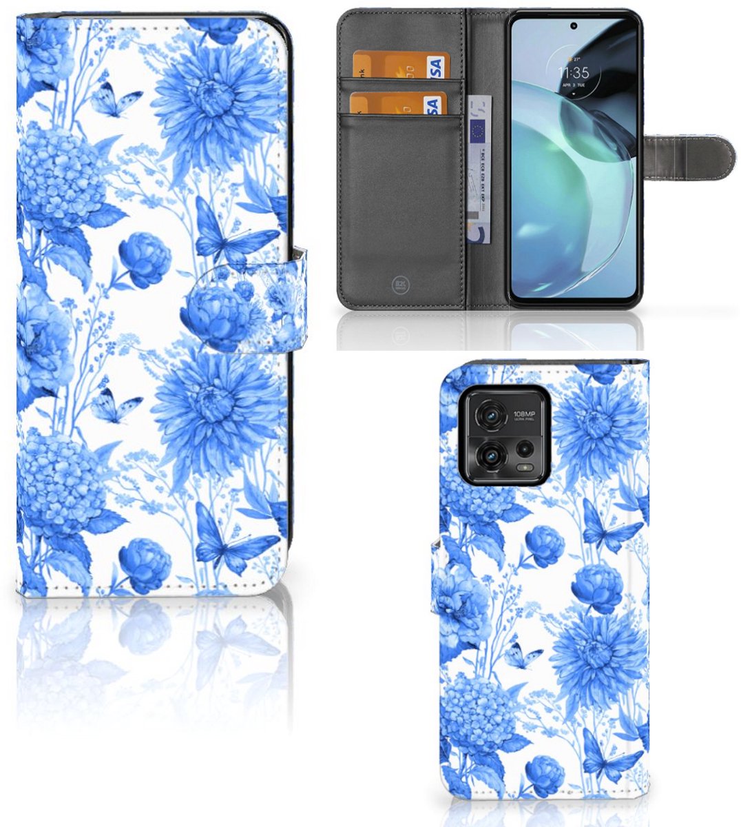 Hoesje voor Motorola Moto G72 Flowers Blue
