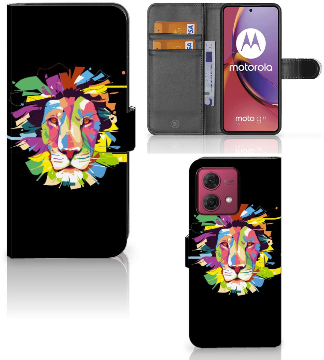 Motorola Moto G84 Leuk Hoesje Lion Color