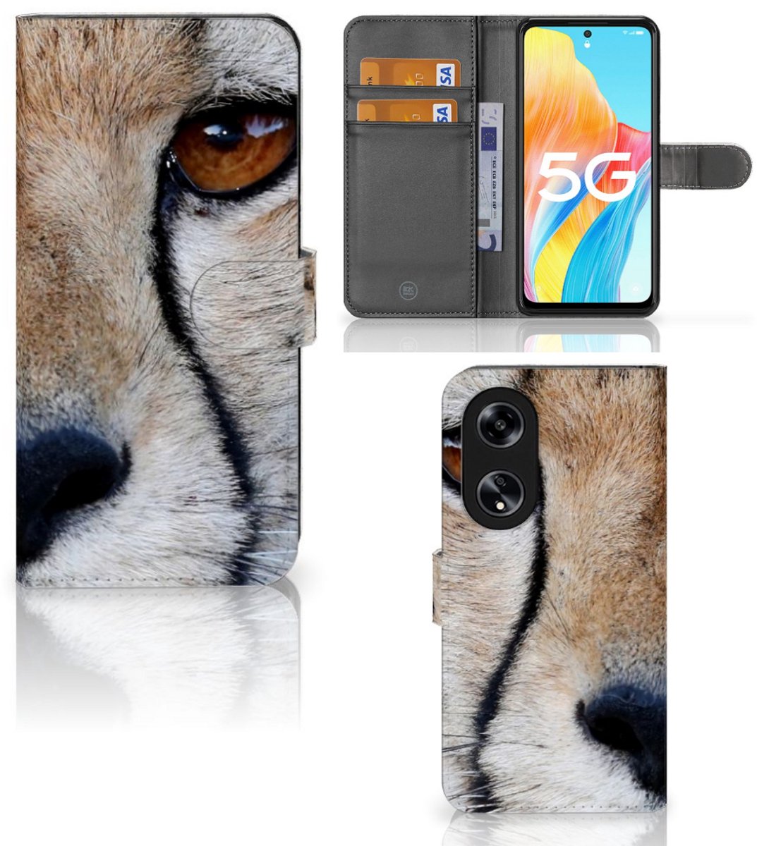 Book Case voor OPPO Reno8 T 5G Telefoonhoesje met Pasjes Cheetah