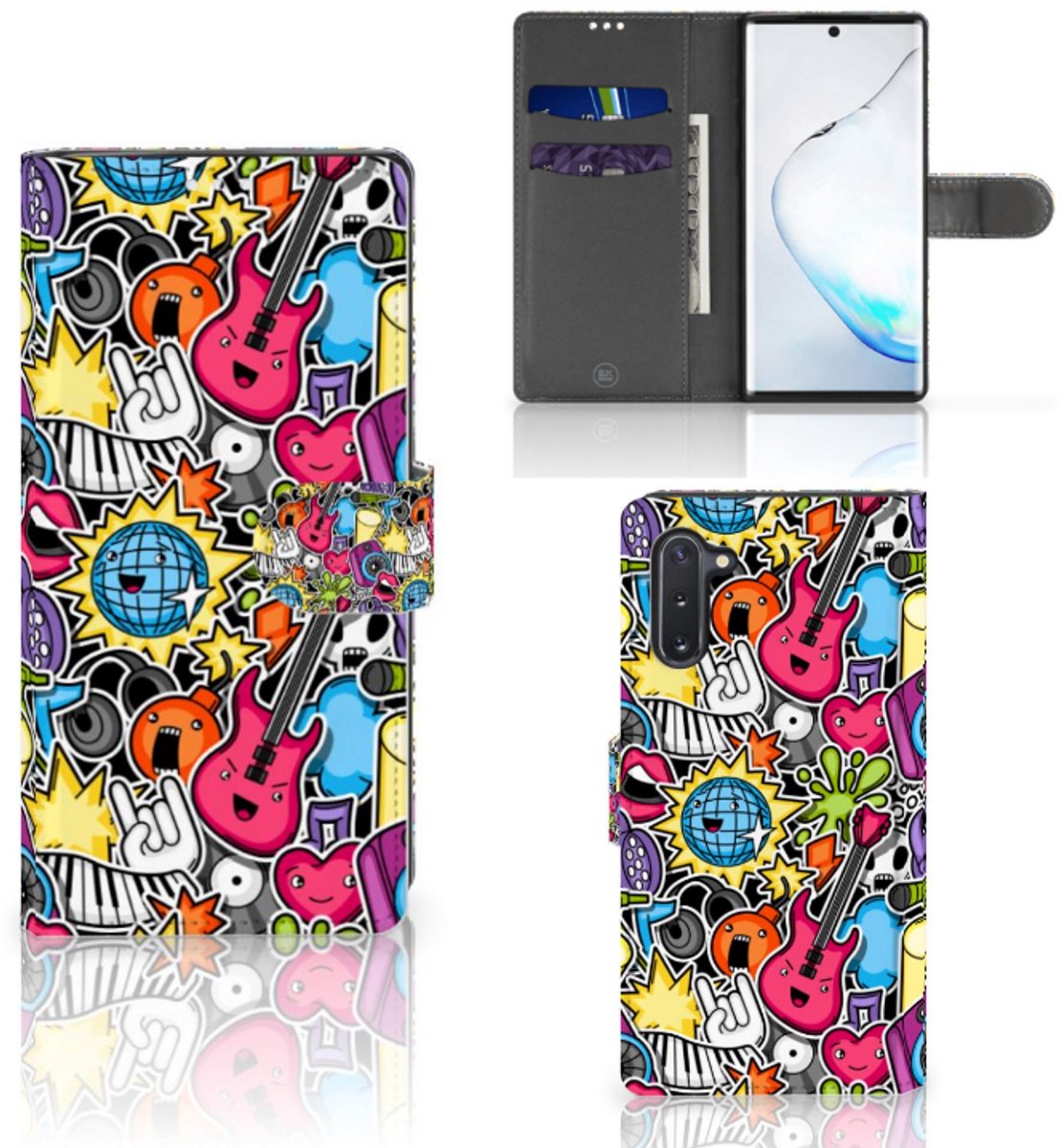 Samsung Galaxy Note 10 Wallet Case met Pasjes Punk Rock