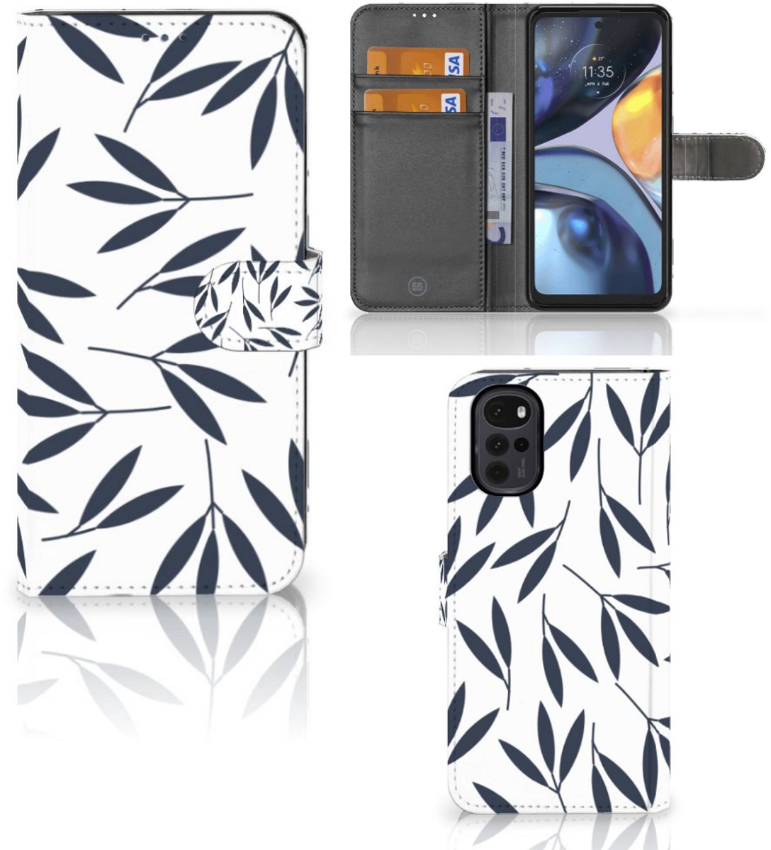 Motorola Moto G22 Hoesje Leaves Blue