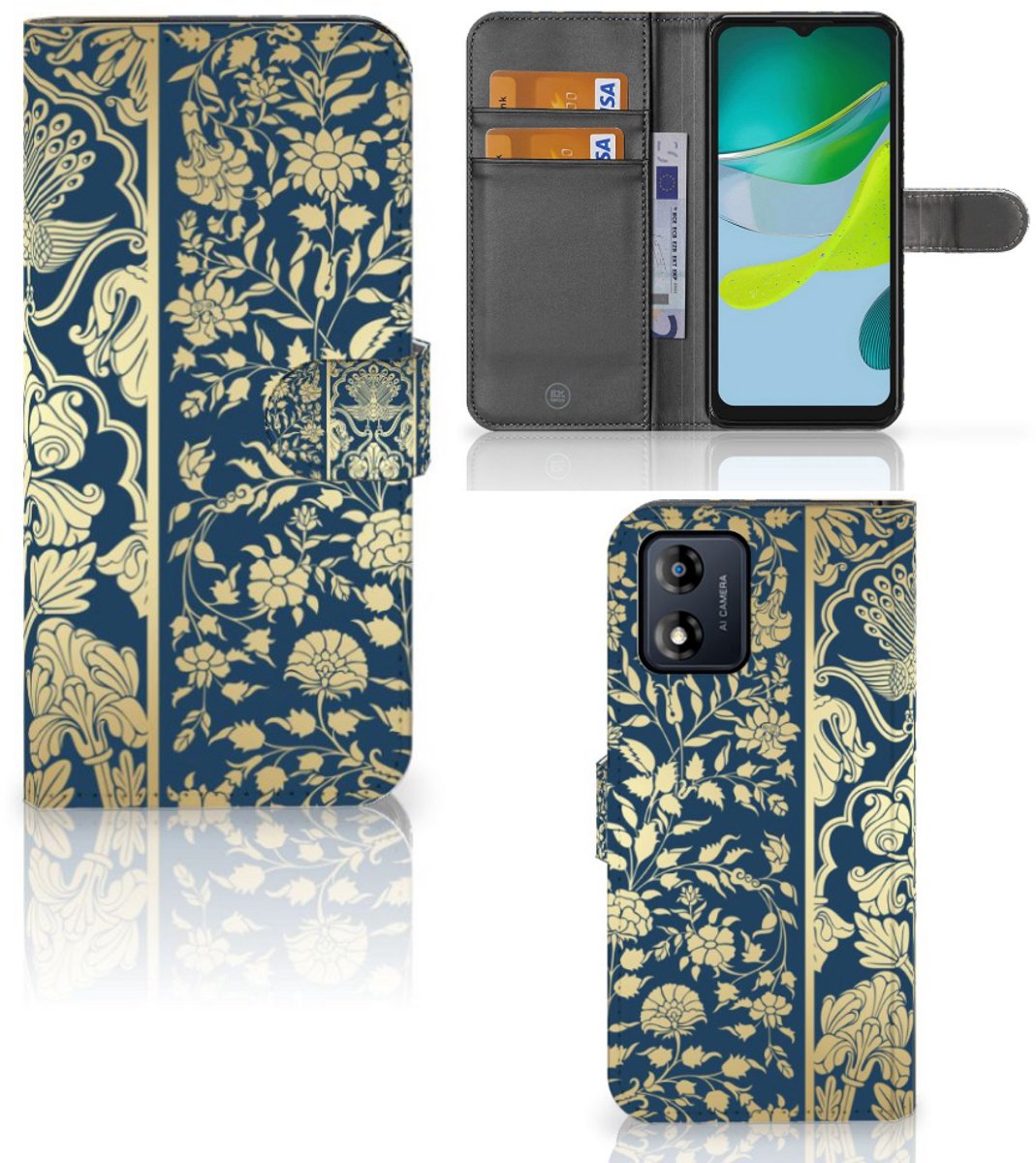 Motorola Moto E13 4G Hoesje Beige Flowers