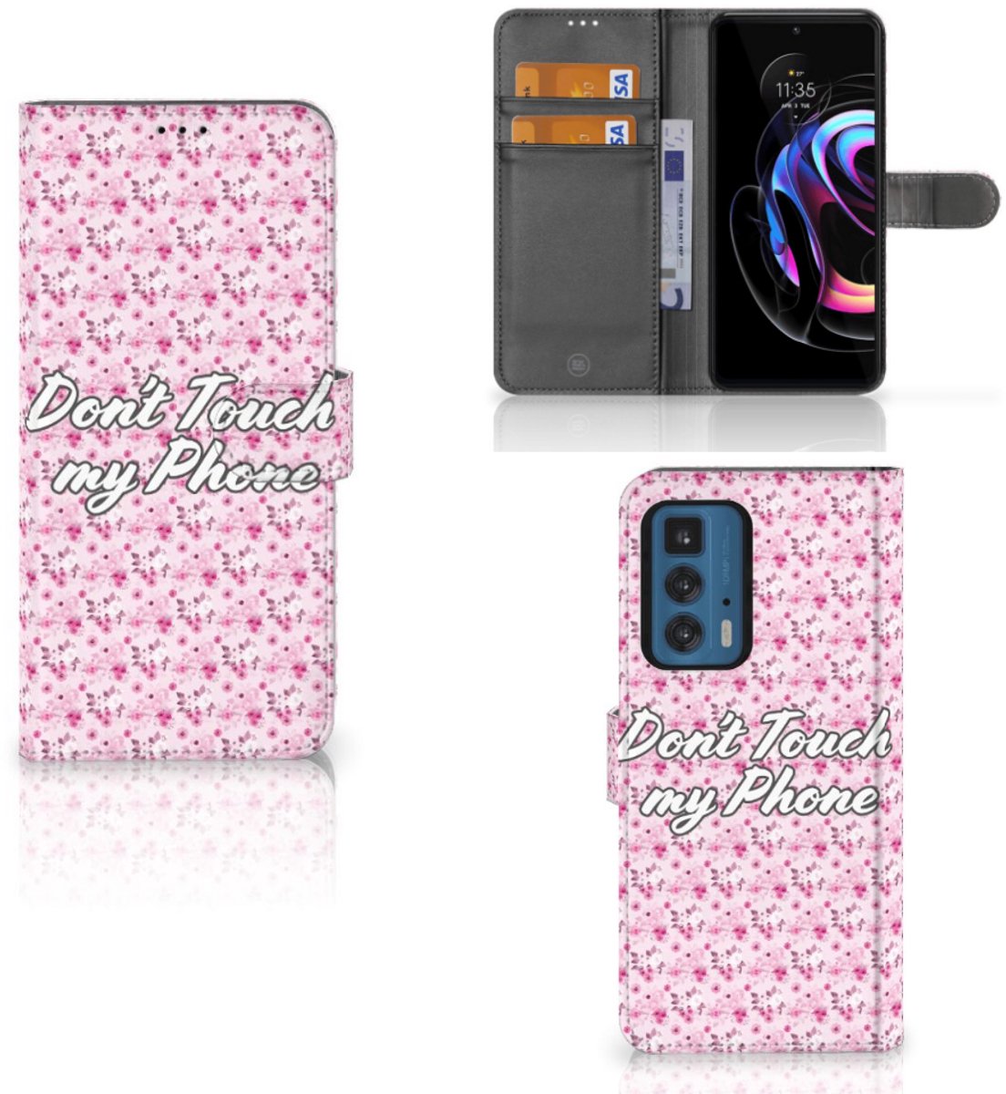 Motorola Edge 20 Pro Portemonnee Hoesje Flowers Pink DTMP