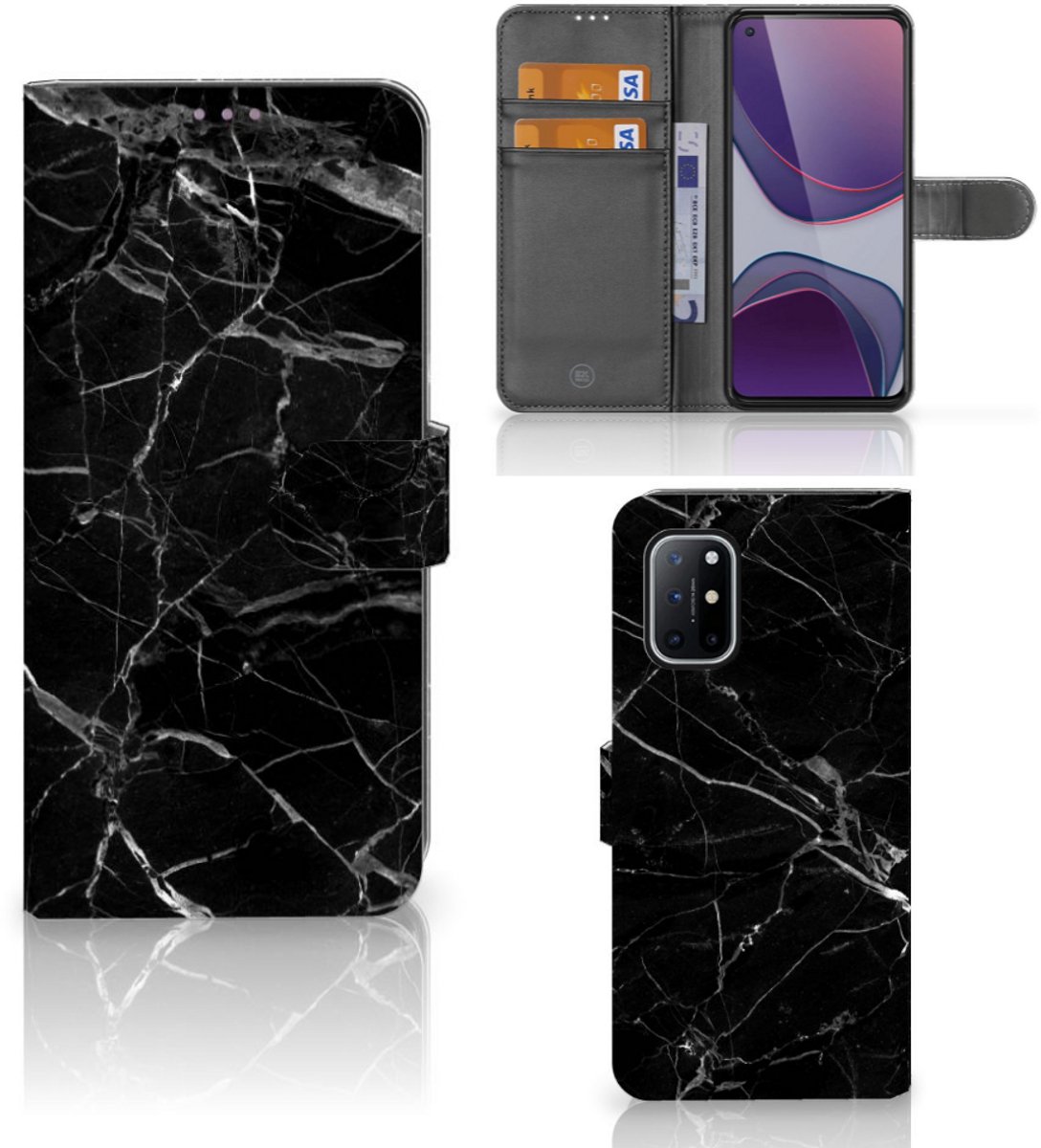 OnePlus 8T Bookcase Marmer Zwart - Origineel Cadeau Vader