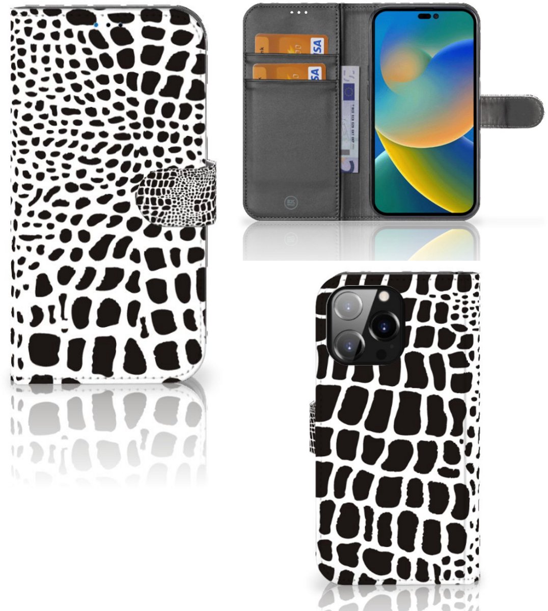 iPhone 14 Pro Max Telefoonhoesje met Pasjes Slangenprint