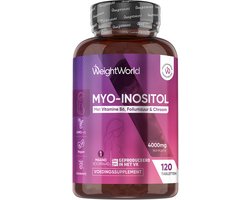 WeightWorld Inositol tabletten voor Vrouwen - 4000 mg Myo-Inositol - Met Vitamine B6, Foliumzuur en Chroom - 120 vegan tabletten