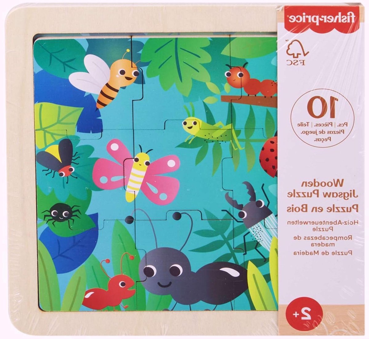 Houten Puzzel - Puzzelspel - Ontwikkeling Peuters - FSC Gecertificeerd Hout - 17 x 17 x 5 cm - Meerkleurig