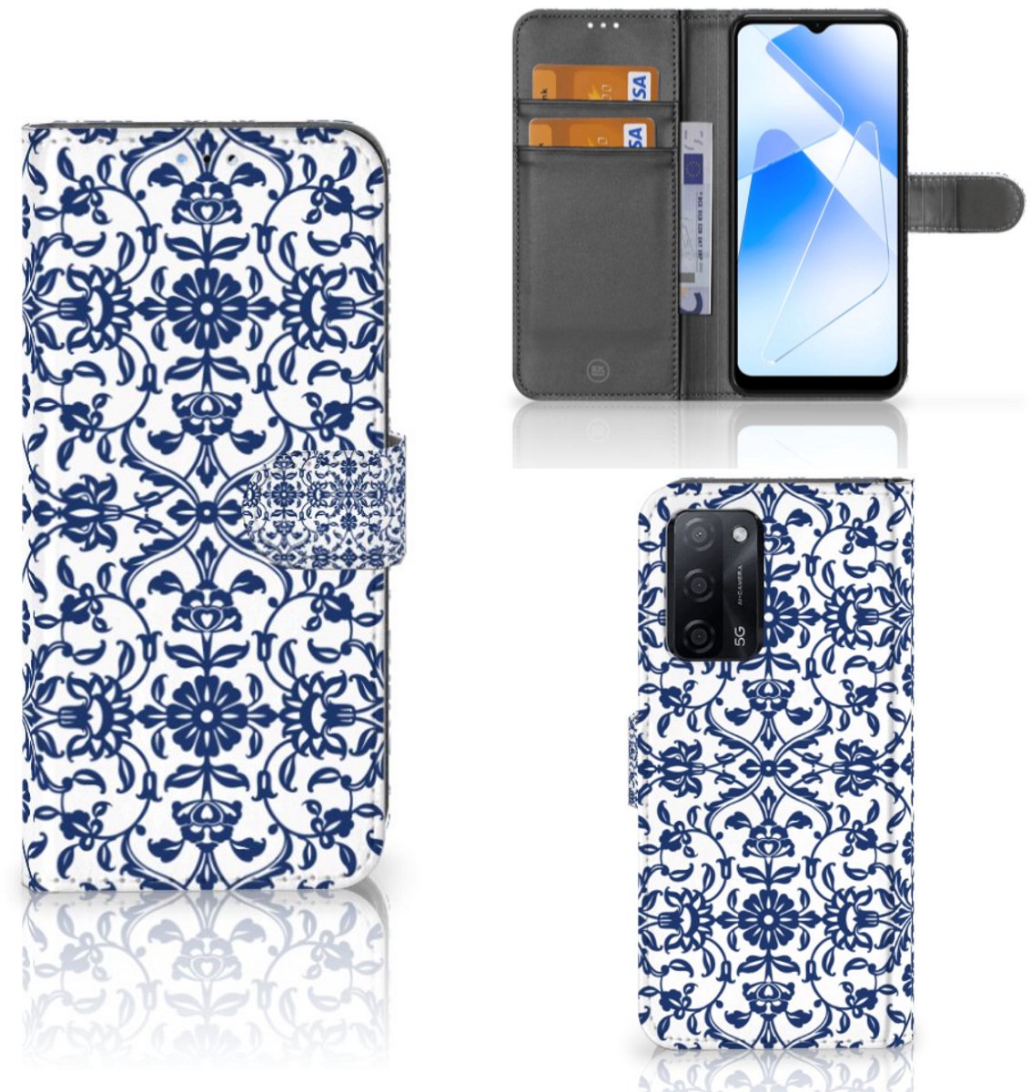 OPPO A16/A16s/A54s Hoesje Flower Blue