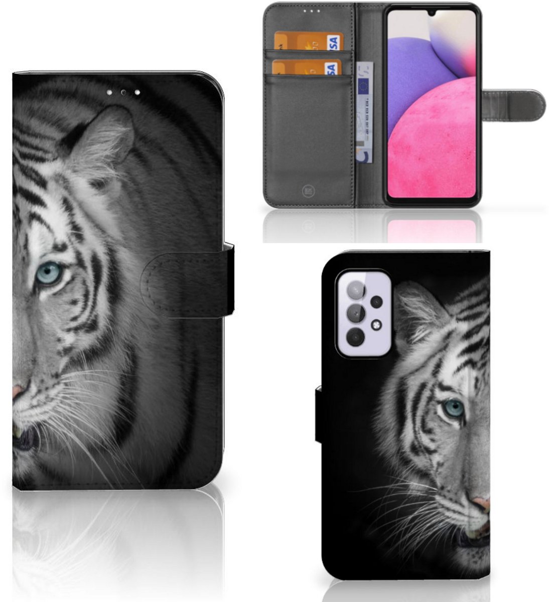 Book Case voor Samsung Galaxy A33 5G Telefoonhoesje met Pasjes Tijger