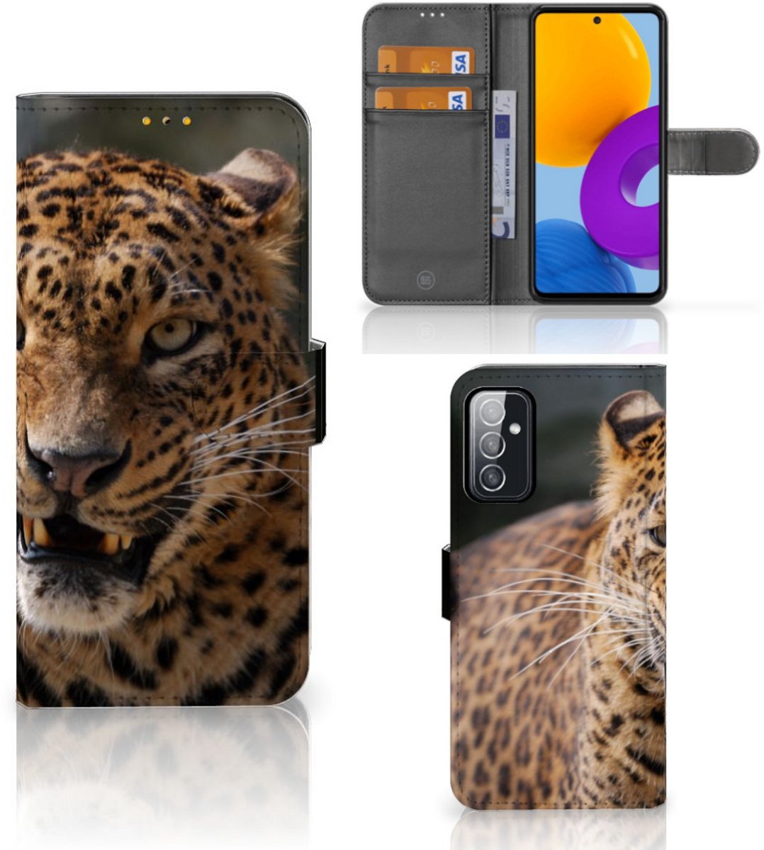 Samsung Galaxy M52 Telefoonhoesje met Pasjes Luipaard