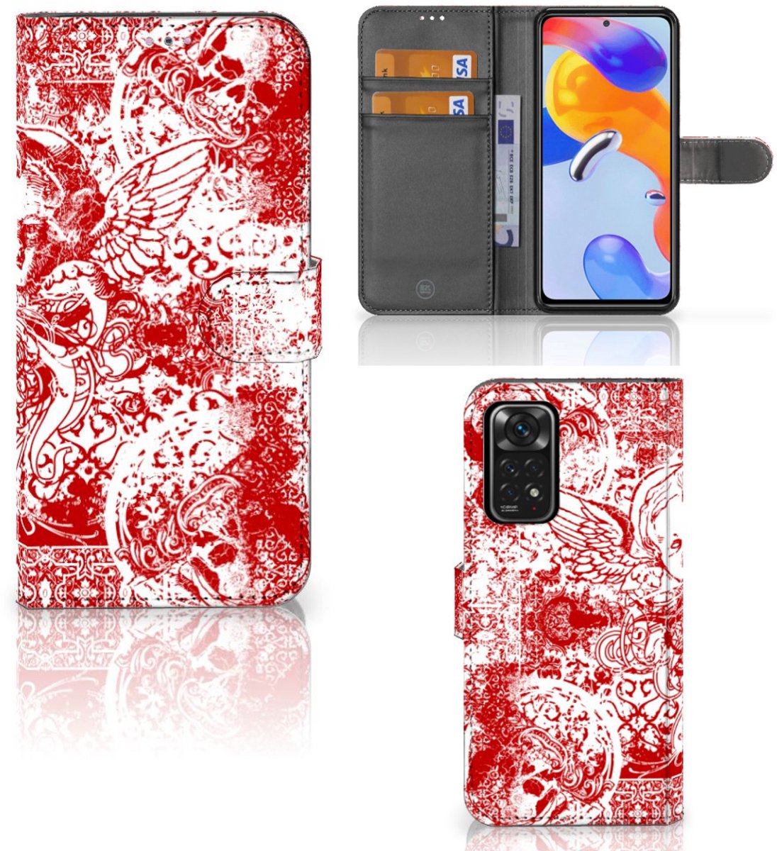 Telefoonhoesje met Naam Xiaomi Redmi Note 11 Pro 5G/4G Angel Skull Rood