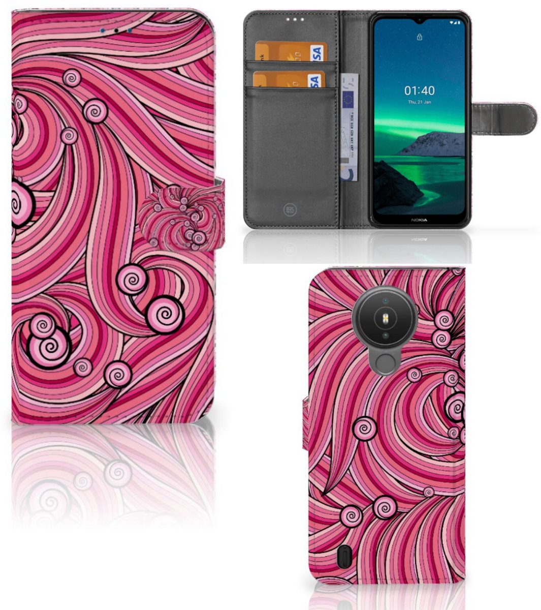Nokia 1.4 Hoesje Swirl Pink