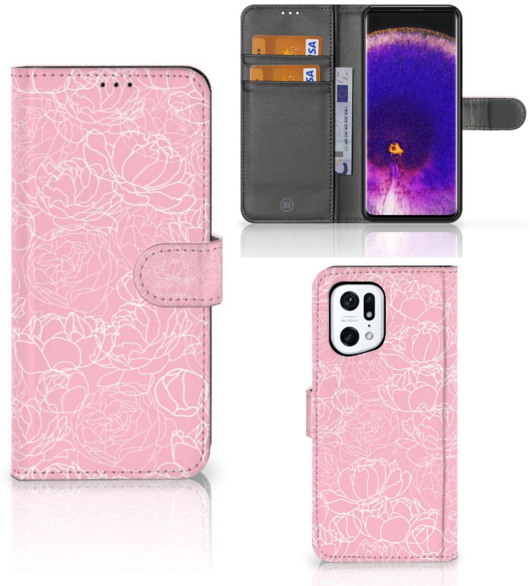 OPPO Find X5 Pro Hoesje White Flowers