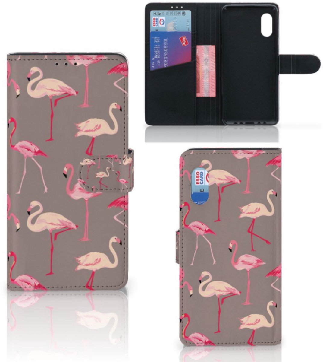 Samsung Xcover Pro Telefoonhoesje met Pasjes Flamingo