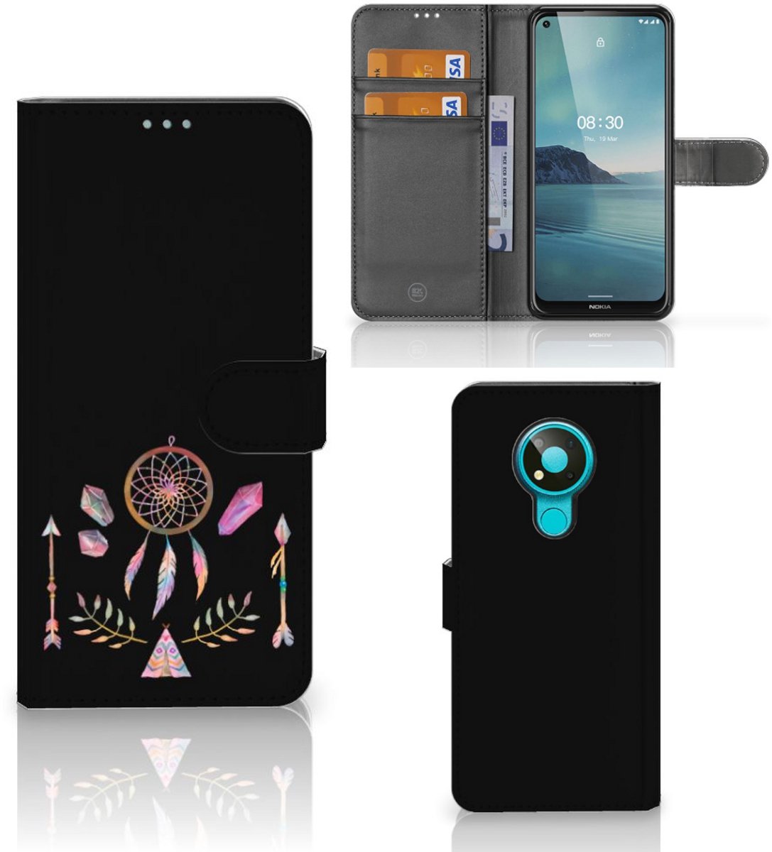 Book Case voor Nokia 3.4 Leuk Hoesje Boho Dreamcatcher