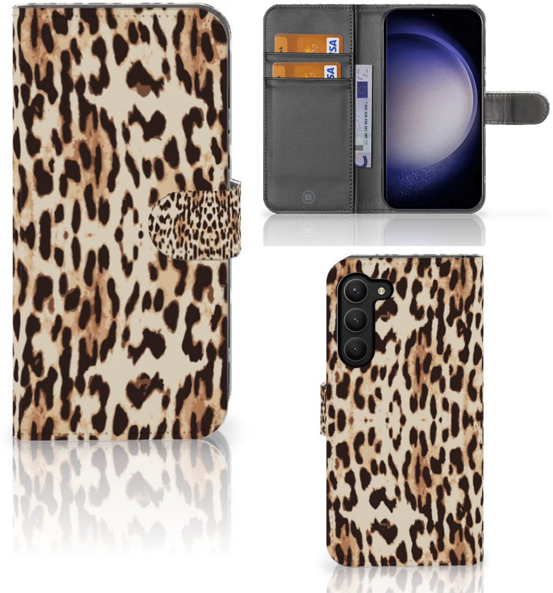 Samsung Galaxy S23 Plus Telefoonhoesje met Pasjes Leopard