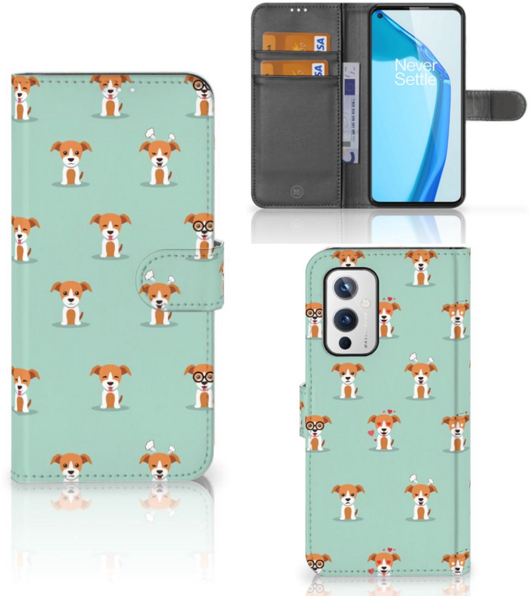 OnePlus 9 Telefoonhoesje met Pasjes Pups