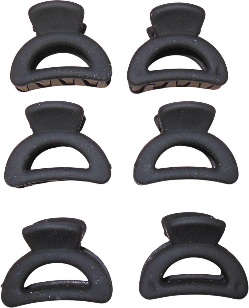 Haarklemmetjes gebogen zwart set van 6 stuks.