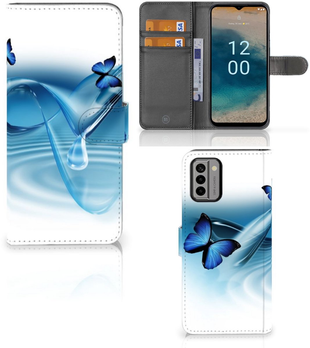 Nokia G22 Telefoonhoesje met Pasjes Vlinders