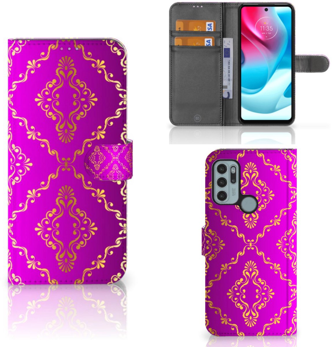 Wallet Case Motorola Moto G60s Barok Roze