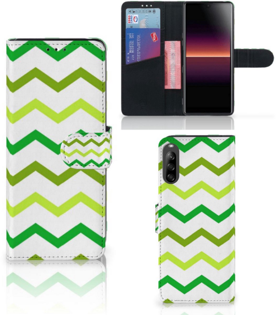Sony Xperia L4 Telefoon Hoesje Zigzag Groen