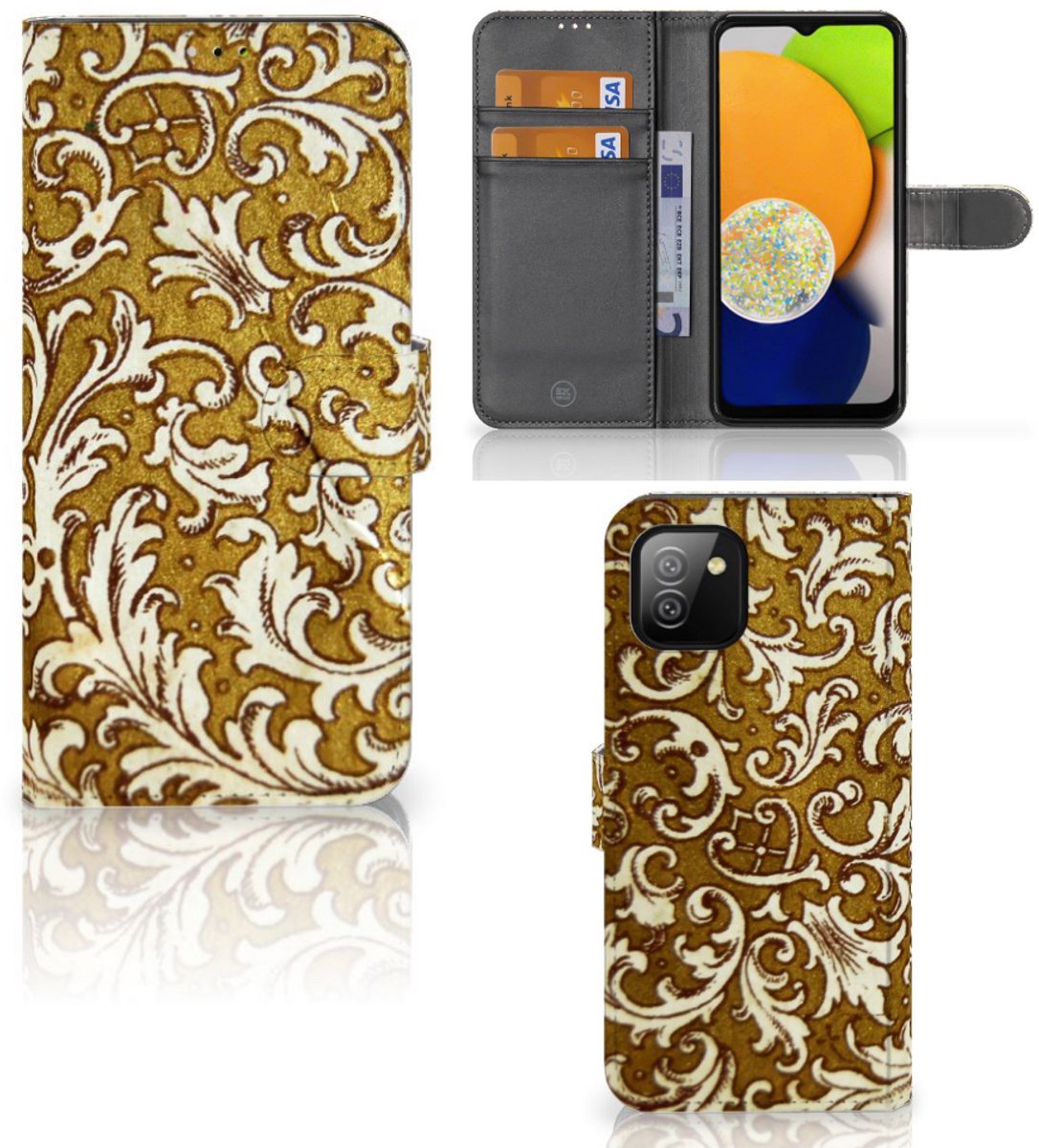 Boekhoesje voor Wallet Case Samsung Galaxy A03 Barok Goud