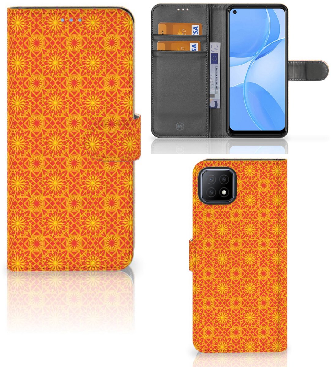 OPPO A73 5G Telefoon Hoesje Batik Oranje
