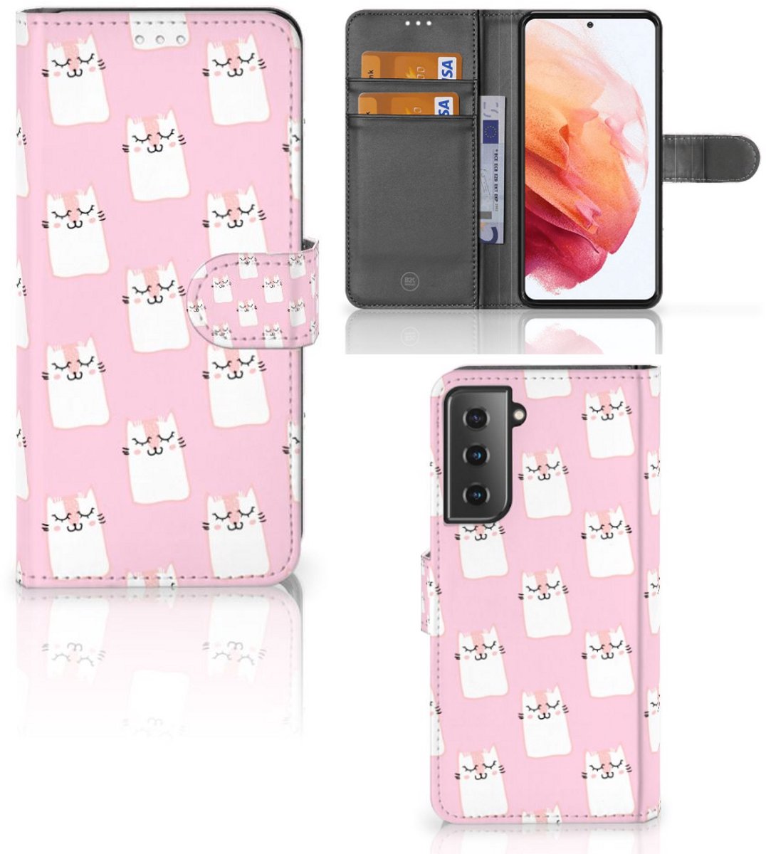 Samsung Galaxy S21 Telefoonhoesje met Pasjes Sleeping Cats