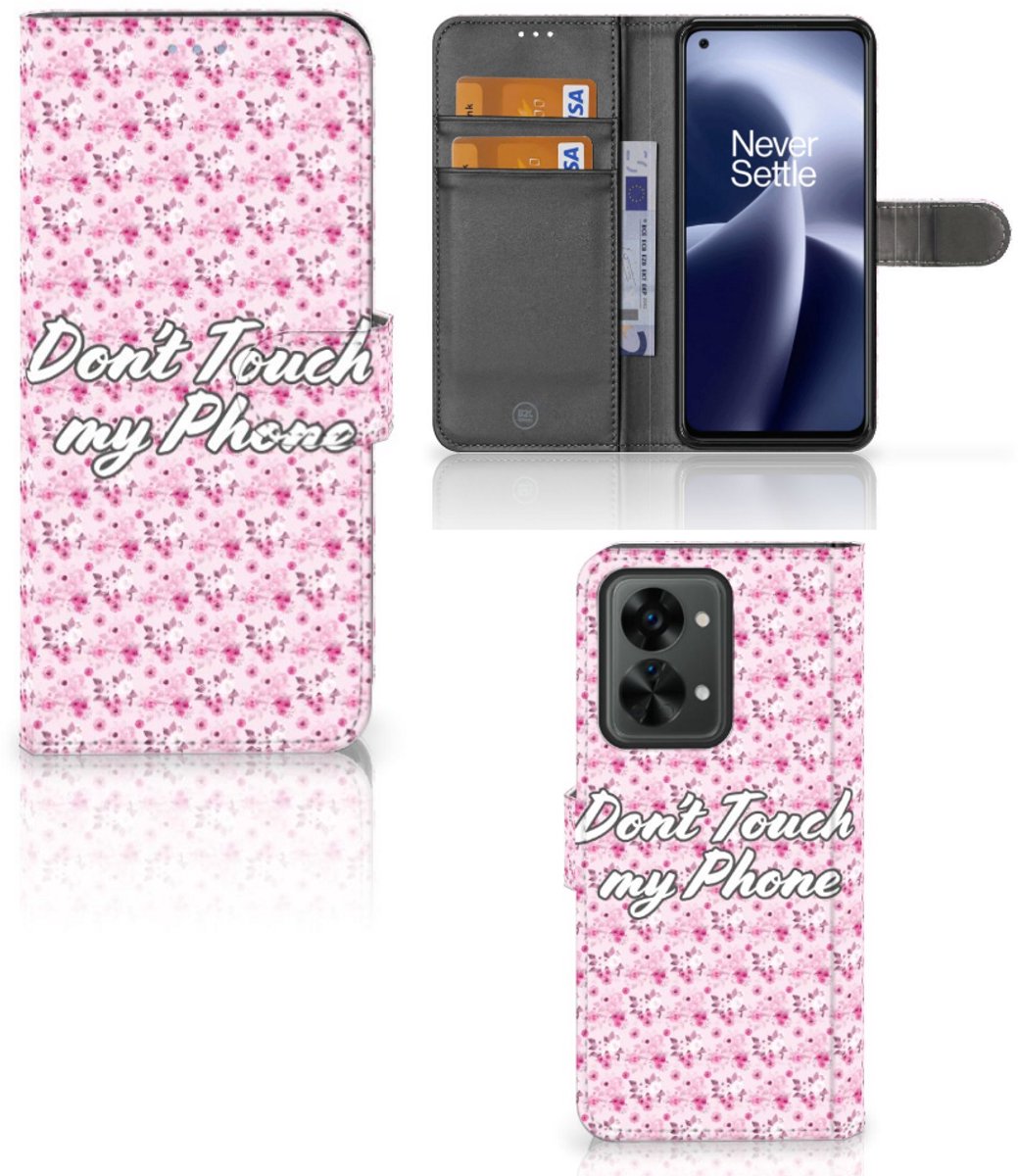 OnePlus Nord 2T Portemonnee Hoesje Flowers Pink DTMP