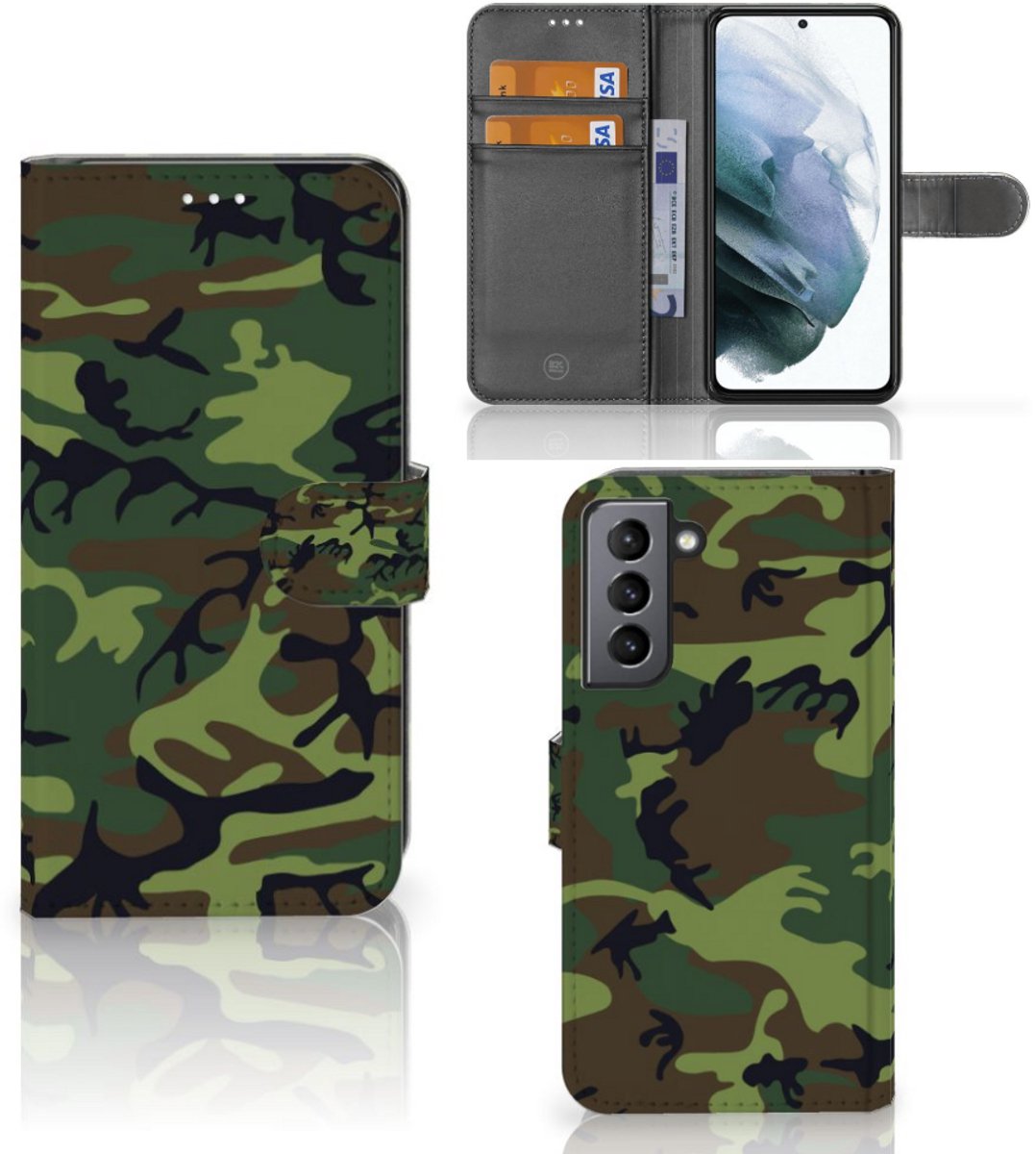 Samsung Galaxy S21 FE Telefoon Hoesje Army Dark