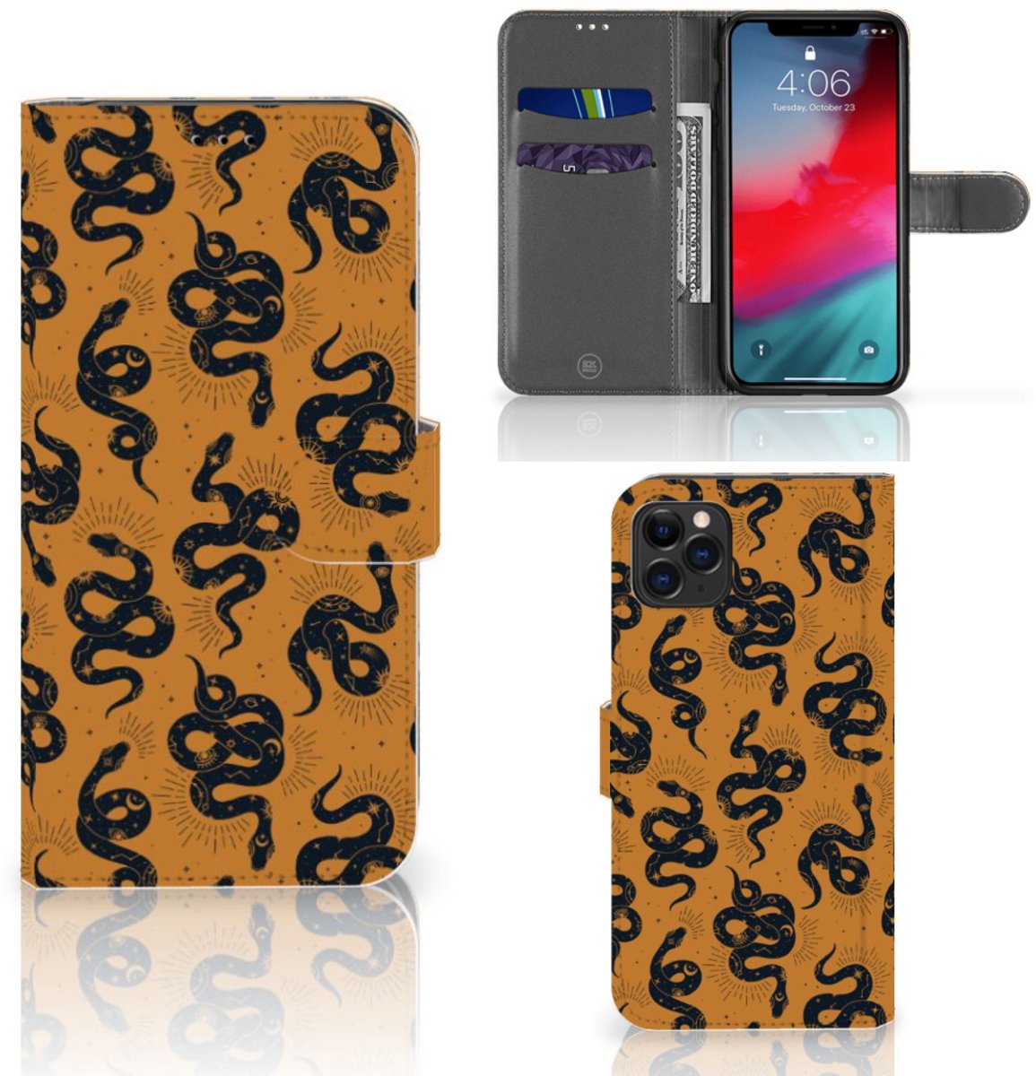 Telefoonhoesje met Pasjes voor Apple iPhone 11 Pro Max Snakes
