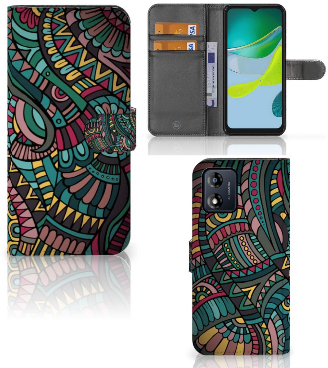 Book Case voor Motorola Moto E13 4G Telefoon Hoesje Aztec